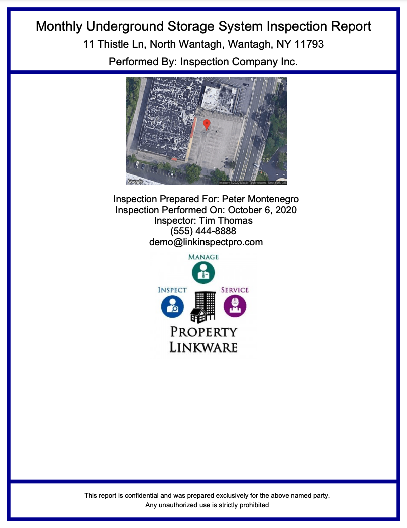 Monthly Underground Storage System Inspection Report